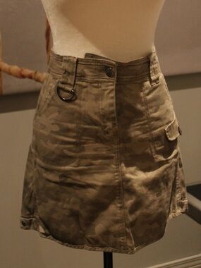 Camo Cargo A-Line Mini Skirt - Olive Green